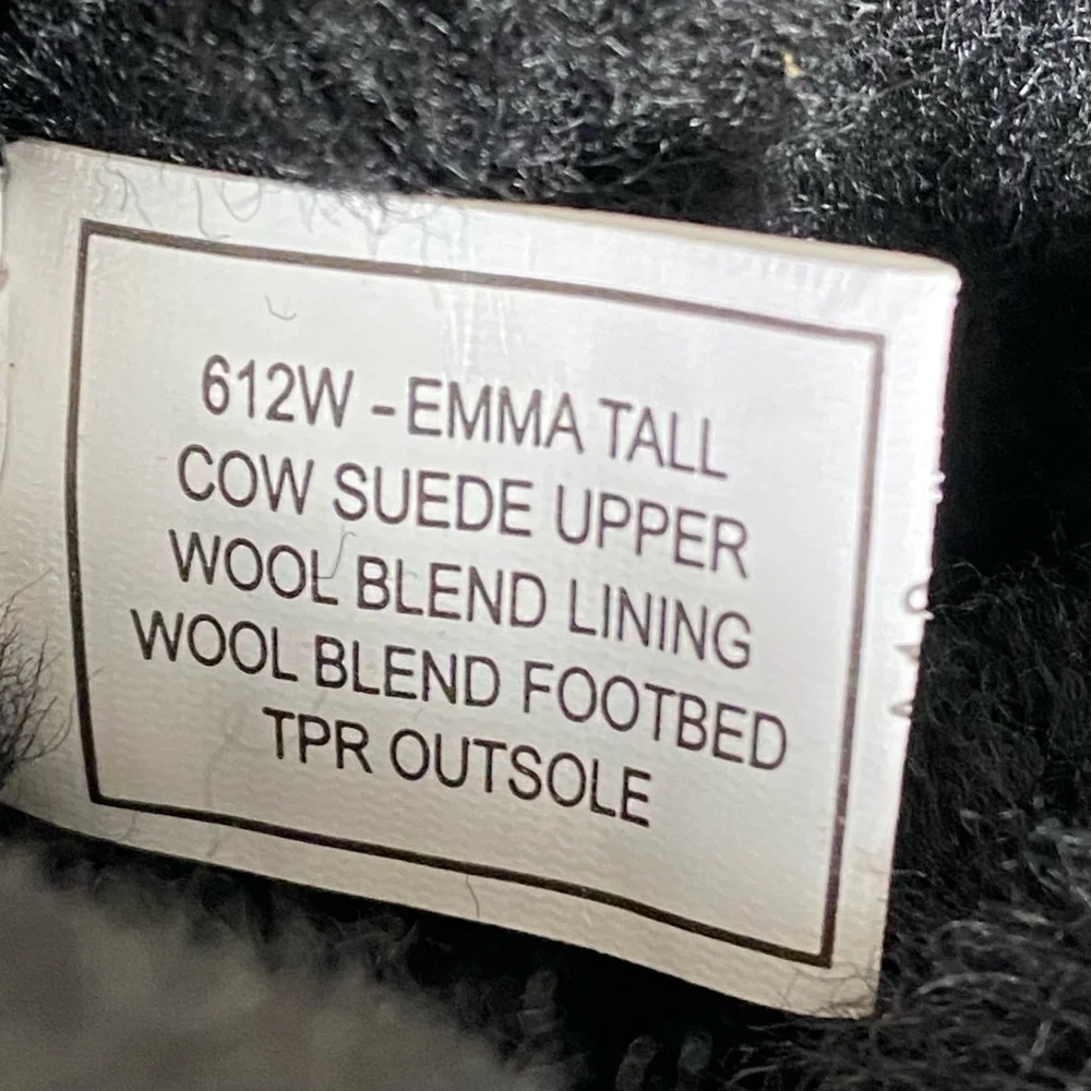 Bearpaw Emma Tall Boots‎ Womens Size 7 Black Suede Pull On Wool Blend Lining